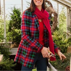 TALBOTS Plaid Open Front Blazer